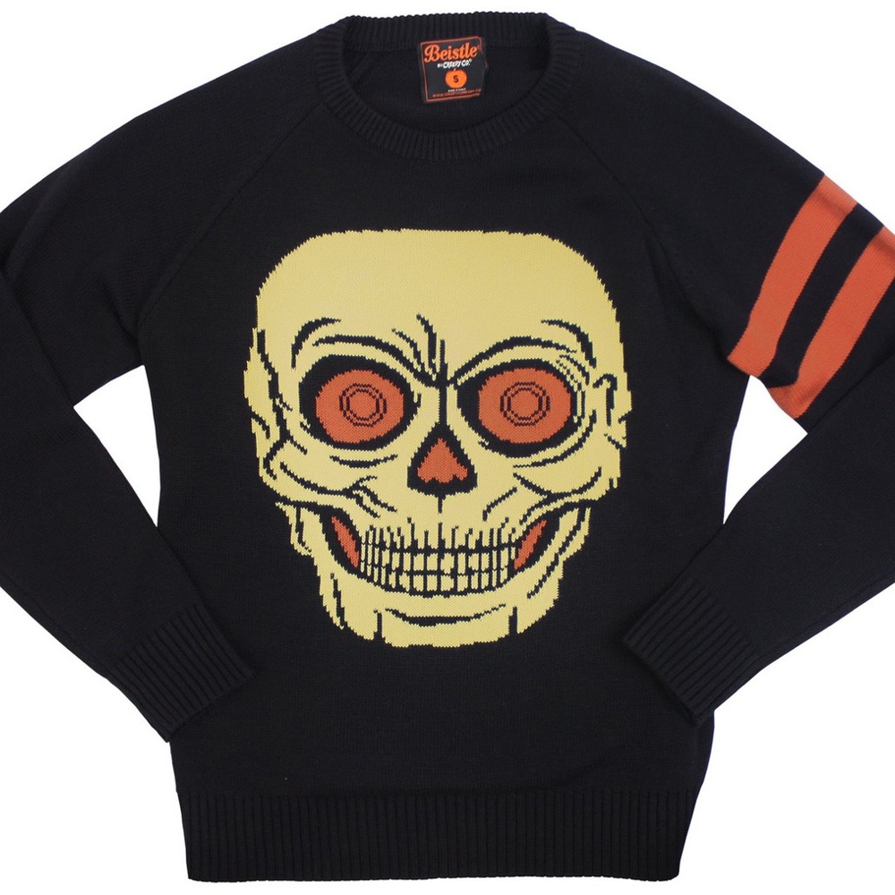 Creepy Company Beistle Black Skull Sweater